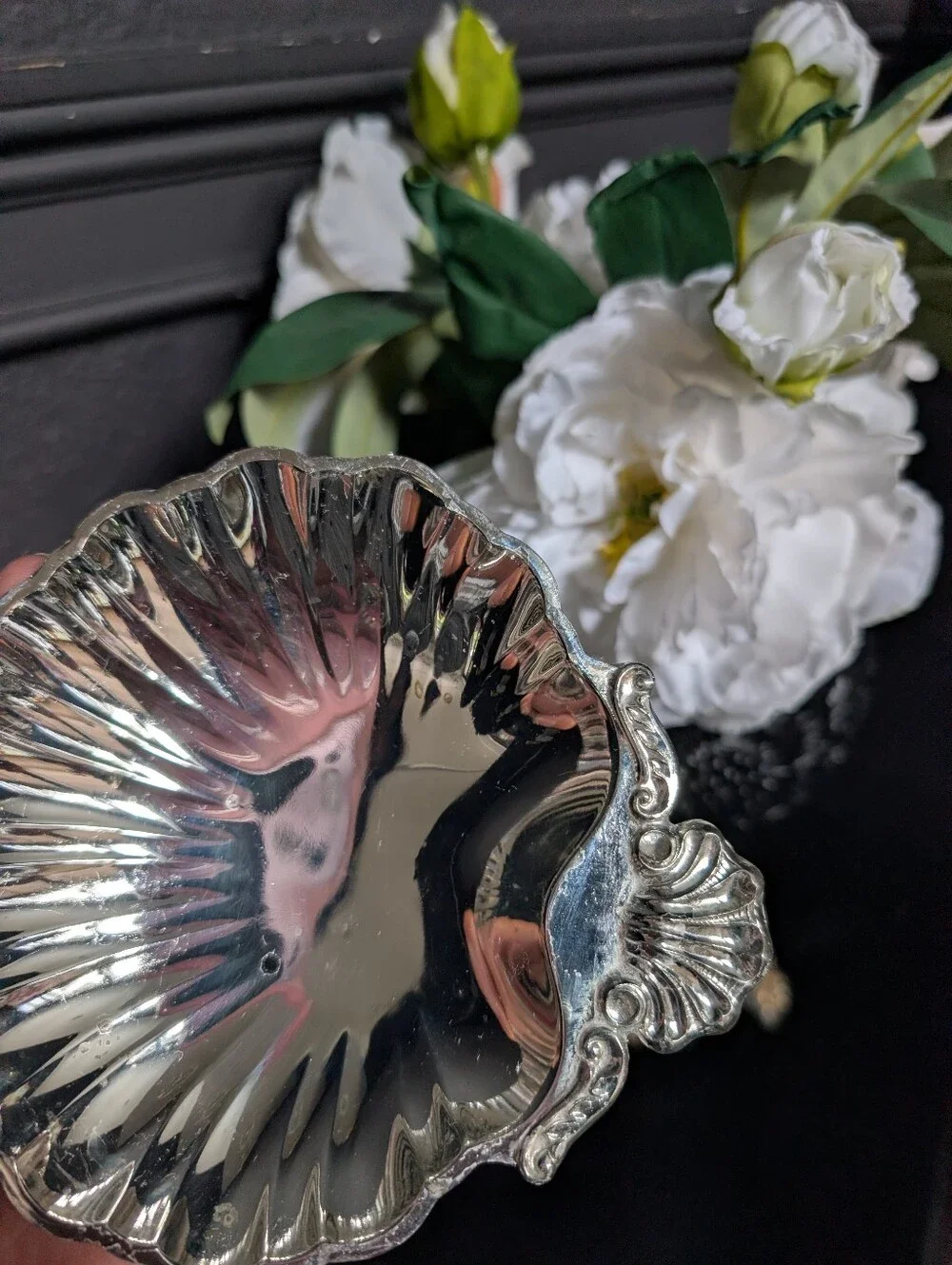 Vintage Silver Plated Clam Shell Footed Server, Trinket Bowl, Made In Japan, 6